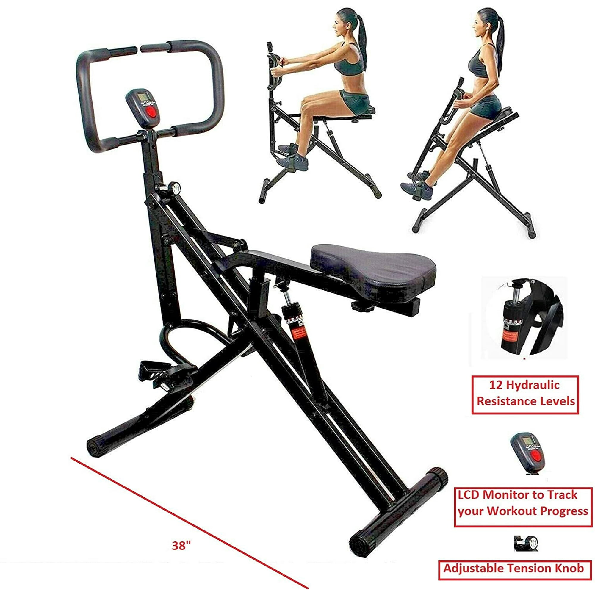 Power Rider Total Crunch Ultimate Home Gym Ab Crunch Abdominal Trainer Squat Exercise Workout Full Body Muscle And Cardio Fitness Trainer Machine Blac