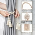 thumbnail image 5 of ShadeMart White 2PCS Curtain Tiebacks Handmade Decorative Curtain Holdbacks Rope with Tassel, 5 of 6