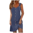 thumbnail image 1 of Timegard Robes d'Été pour Femmes Col en V Sans Manches à Boutons Coupe Ajustée Décontractées Confortables Mode, 1 of 7