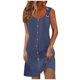 thumbnail image 1 of Camisón de poliéster para mujer, vestido de tirantes con cuello en V y botones para vacaciones de primavera y verano., 1 of 7
