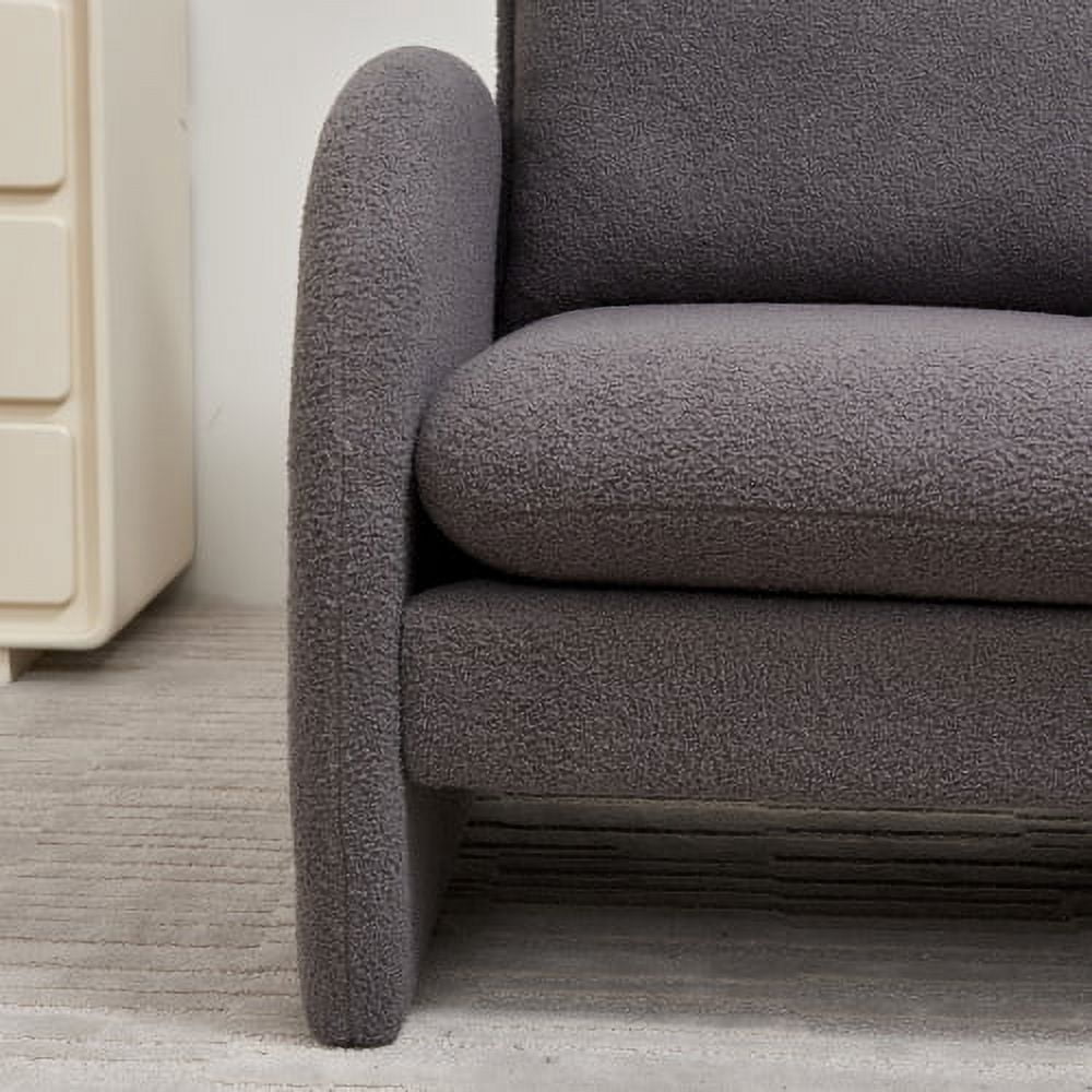 BSHTI Modern Sherpa Upholstered Accent Chair, Comfortable Living Room Armchair, Lounge chair for Bedroom, and Office–Stylish and Ergonomic Design,Gray