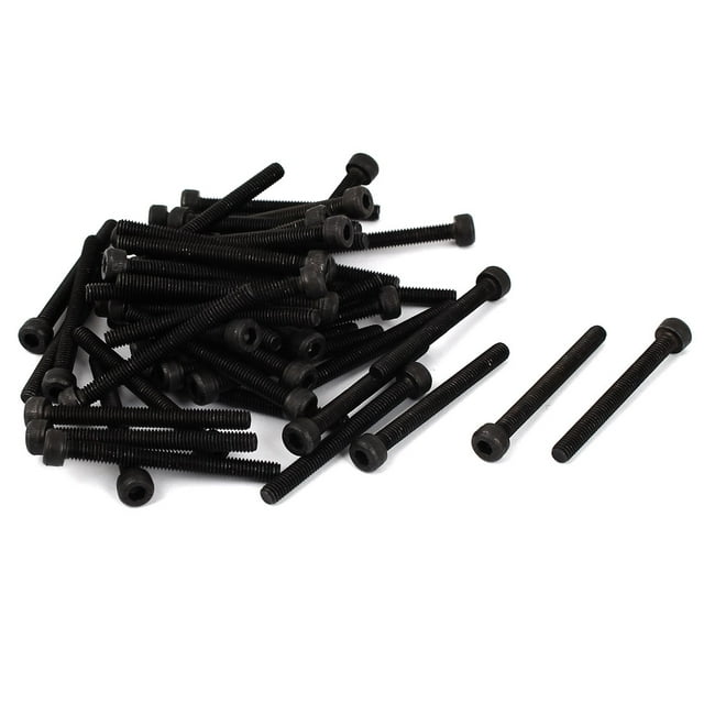 Tornillos de cabeza hexagonal con rosca completa de acero al carbono M4 x 40 mm, negros, 50 piezas