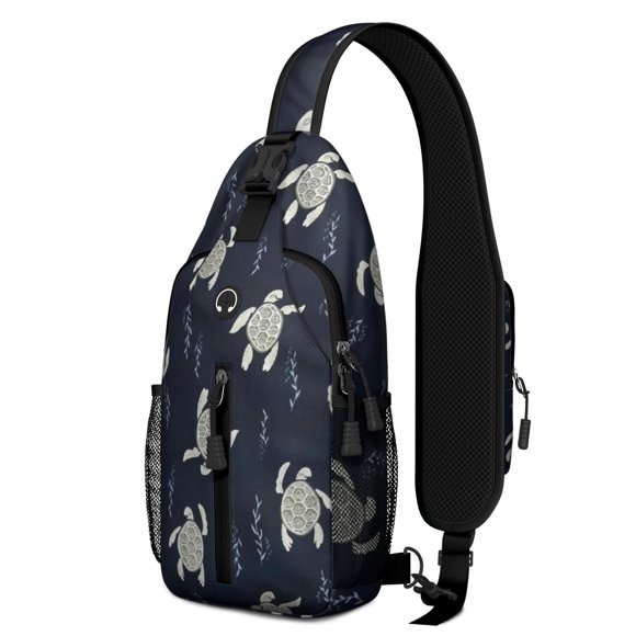 Sac à Dos en Bandoulière Tortues Mignonnes avec Design Tropical Plage et Nautique, Sac à Dos Léger, Sangle Réglable, Multiples Compartiments pour les Trajets Quotidiens