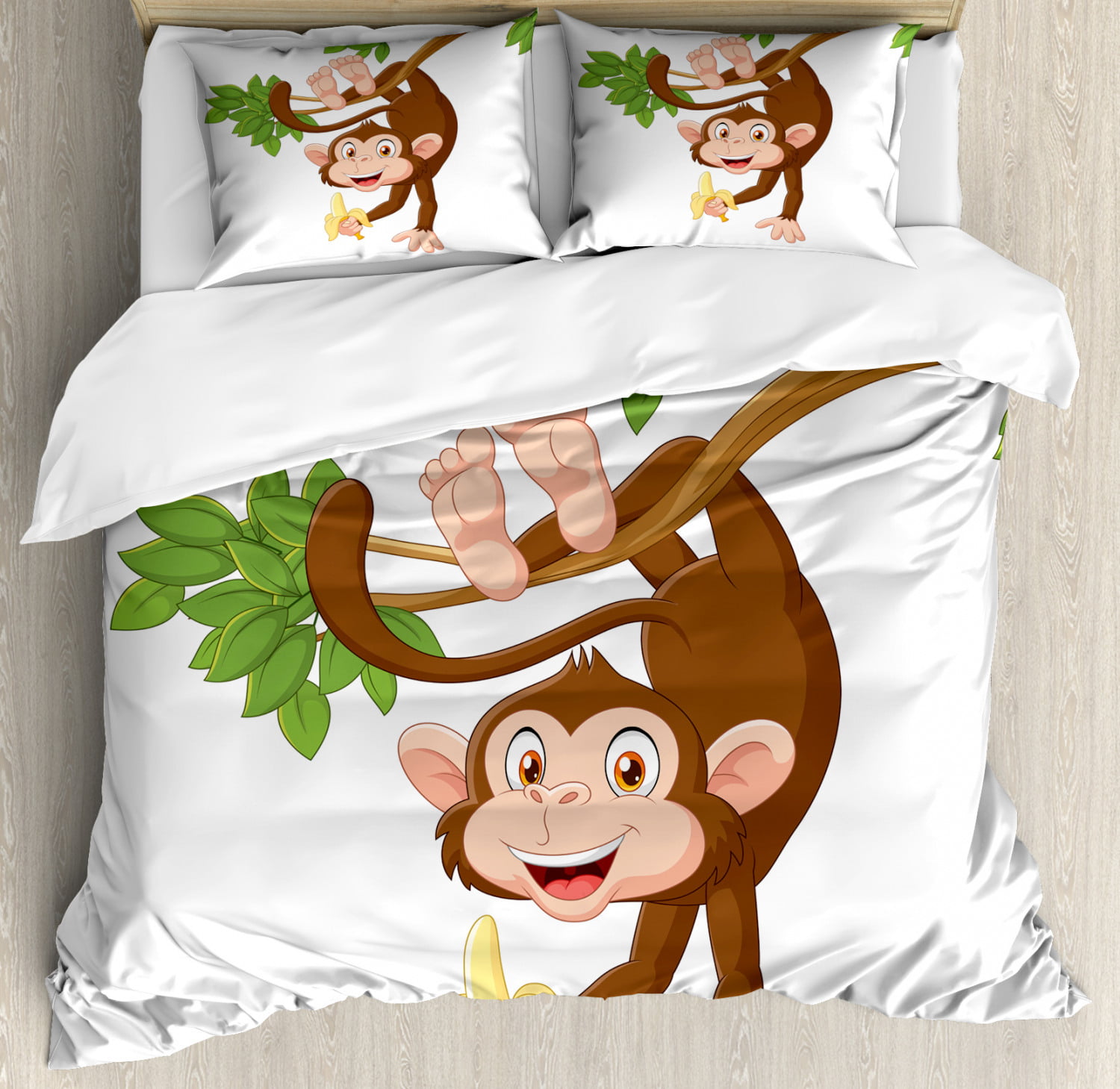 2 Pce Cheeky Monkey 100% Cotton Fitted Sheet With Pillowcase Single 