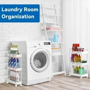 Oumilen 2 Pack 3 Tier Slim 15.4 Storage Kitchen Cart, Shelving Unit Rolling Rack with Wheels, White