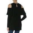 thumbnail image 3 of KENSIE Womens Black Cold Shoulder Ruffled Long Sleeve Top M, 3 of 3