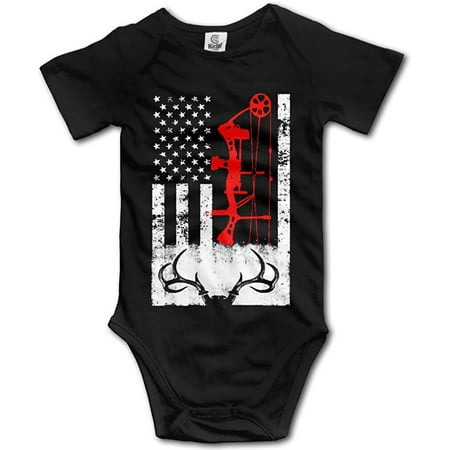 

Vbe120 Deer Hunting US Flag Baby Onesie Bodysuit Toddler Clothes Cute