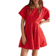thumbnail image 1 of Vestido de Mujer con Mangas Abullonadas, Cuello Cuadrado, Lazo en la Espalda y Cremallera, Rojo L, 1 of 7