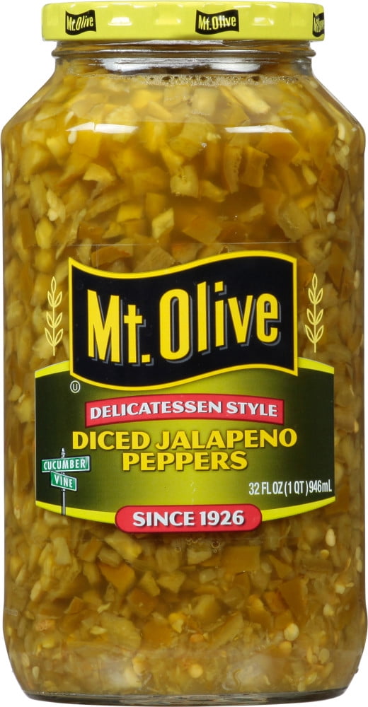 Mt. Olive Delicatessen Style Diced Jalapeno Peppers, 32 fl oz Jar