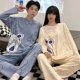 thumbnail image 1 of Conjunto de Pijama de algodón para mujer y hombre, ropa de dormir con dibujos animados, Top, pantalón, ropa de ocio, para otoño y primavera, M-3XL, 1 of 4