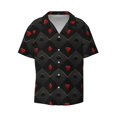 thumbnail image 2 of Lafuoo Red Poker Pattern Men's Cuban Collar Short Sleeve Shirt, Button-Down Resort Beach Pocket Shirt-XX-Large, 2 of 7