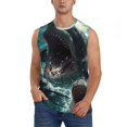 thumbnail image 1 of KLL Wave Ocean Animal Shark Print Workout Tank Tops Gym Sleeveless Fitness Muscle Tee-Large, 1 of 7