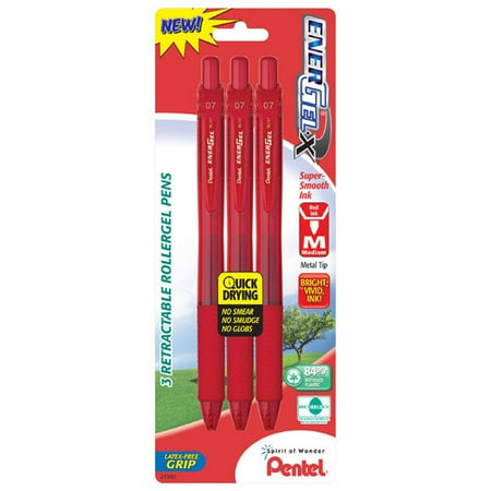 Pentel 0.7 mm Needle Point Gel Pen in Red (Set of 6)