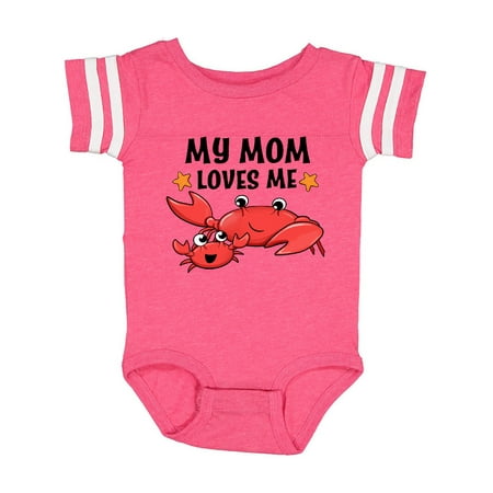 

Inktastic My Mom Loves Me- cute crab family Gift Baby Boy or Baby Girl Bodysuit