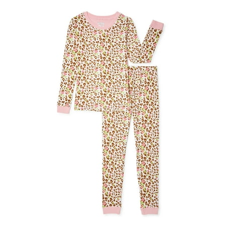 Sleep On It Girls Super Soft Tight Fit Top and Pants, 2-Piece Pajama Set, Sizes 4-14