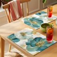 thumbnail image 4 of Placemat Set of 6 Watercolors Green Flowers Placemats for Dining Table Abstract Floral Washable Table Mats for Kitchen and Party Decor Indoor & Outdoor Use, 4 of 8