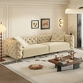 thumbnail image 3 of 97.7" 3-in-1 Convertible Sleeper Sofa,28.4" Deep Seat Pull Out Sofa Bed,Button Tufted Modern Sofa,4-Seater Couch with Movable Ottoman for Living Room,Small Space,Apartment,Office,Bedroom,Apricot, 3 of 25