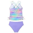thumbnail image 5 of JUMEYU Teen Tankini Swimsuits Teen Girls Summer Holiday Bikini Sets Children Girls Swimwear Split Two Piece Swimsuit Swim Pool Beach Wear Skinny Bathing Suit Size 11-12 Years (Purple,11-12 Years), 5 of 8