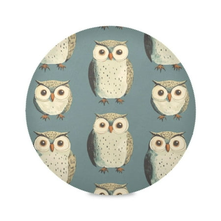 

Round Plate Mat 15.4x15.4 Inchesx1 Placemat Table Mat Kitchen Mat Coffee Mat Fabric Thick Strong Wear-Resistant Heat Resistance Lovely Owl