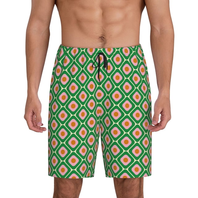 Fotbe 60s and 70s Style Pantalones Cortos de Pijama para Hombre, Ropa de Dormir, Pantalones de Pijama Cortos para Hombre-Small
