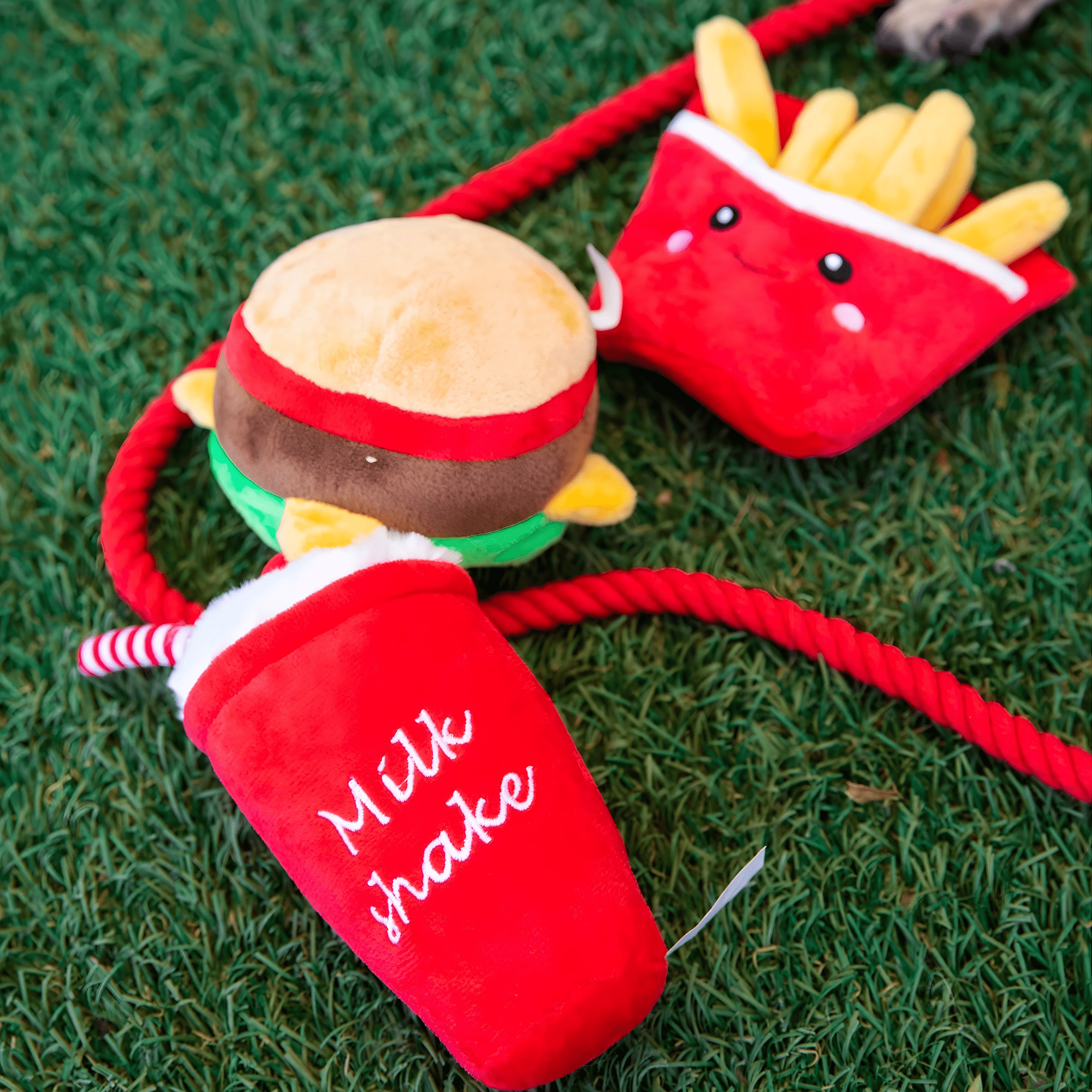 Hamburger Dog Toy Fun Fast Food Playset for Dogs - Glow Pups