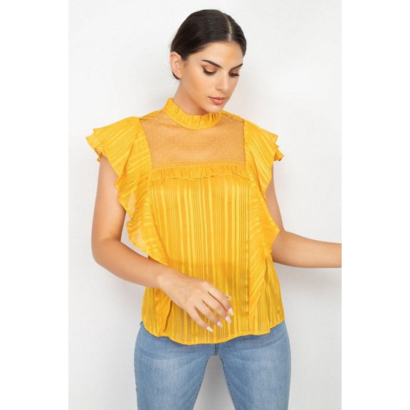 Short Sleeve Ruffle Shadow Top