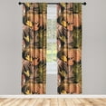 thumbnail image 3 of Ambesonne Tropical Curtains, Palm Jungle Exotic Foliage, Pair of 28"x63", Burnt Orange and Earth Yellow, 3 of 5