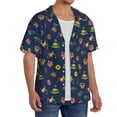 thumbnail image 2 of Pofeuu Mardi Gras Carnival Print Mens Casual Short Sleeve Shirts Beach Summer Spread Collar Pocket Tops Men's Casual Short-sleeved Shirt-X-Large, 2 of 5