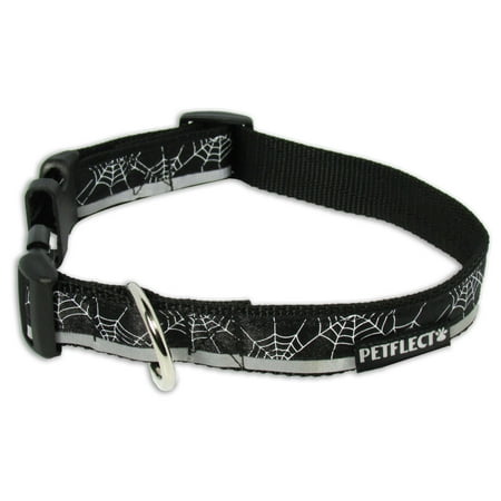 Petflect White Spider Webs on Black Reflective Collar ...