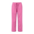 thumbnail image 4 of MNCEKFOD Womens Jeans Lightweight Wide Leg Flowy Culottes Elastic Drawstring High Waisted Baggy Classic Fit Trousers for women 2025 Pink S, 4 of 5