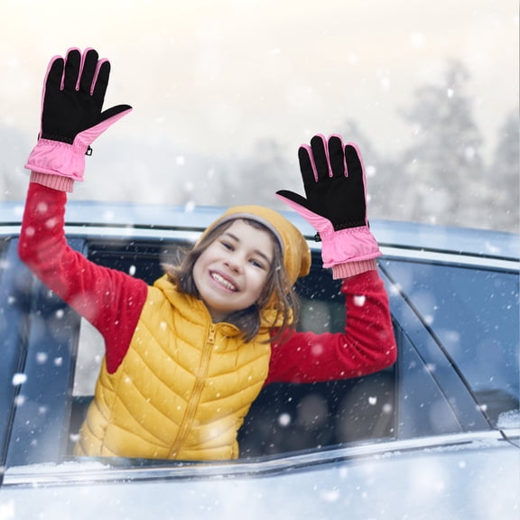 Kids Ski Snow Gloves Winter Cold Weather Outdoor Windproof Water-Resistant Warm Snowboard Sport Mittens for Boys Girls