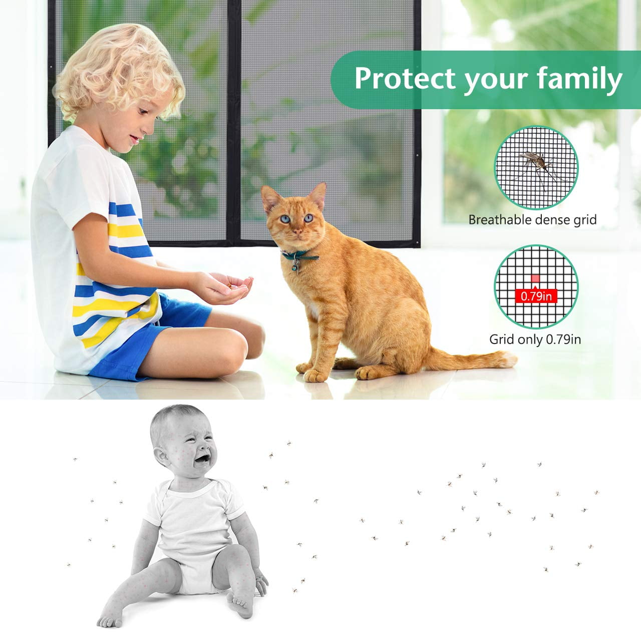 Heavy Duty Magnetic Fly Screen Bug Mesh Curtain Insect Protection Air In Door UK 