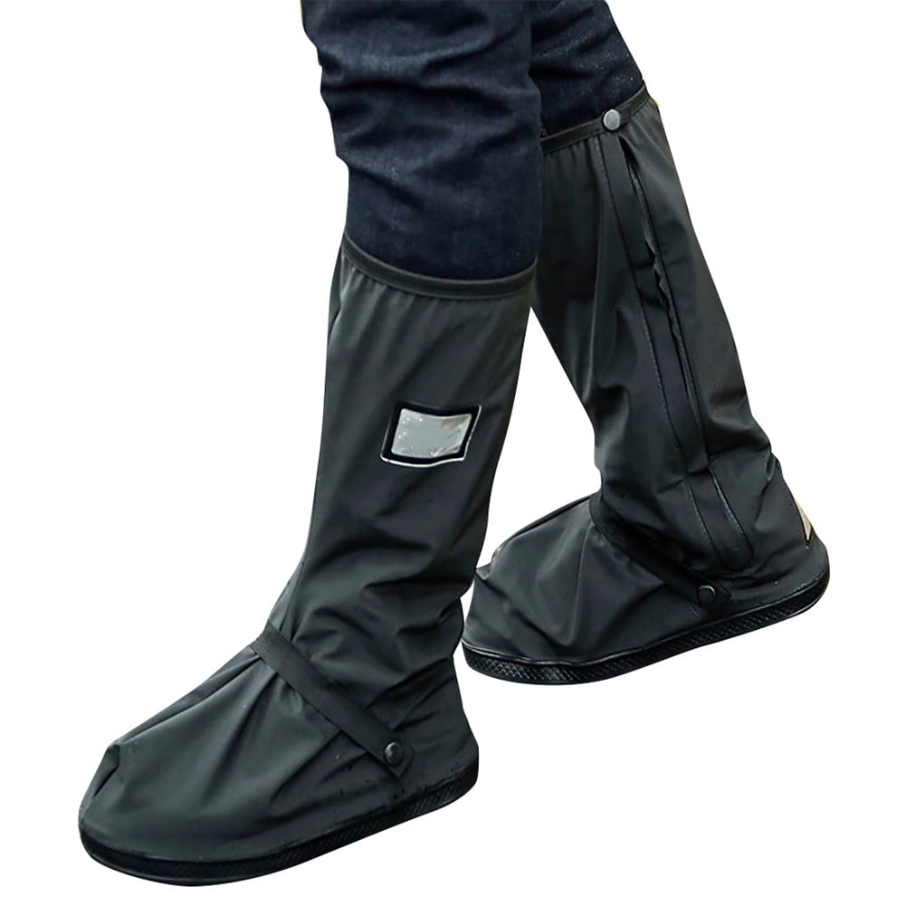 Reusable Waterproof Rain Snow Shoe Covers Anti Slip Side Zipper With Reflector 