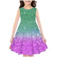 thumbnail image 3 of Juslio Girls Dresses Kids Clothes Sleeveless Print Little Girl Dresses 5 Years Green, 3 of 3