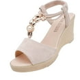 thumbnail image 2 of HAOTAGS Women's Summer Dressy Wedge Sandals Roman Fish Mouth Breathable Open Toe Shoes for Beach Beige Size 7.5, 2 of 4