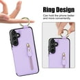 thumbnail image 5 of Cutyskin for Samsung Galaxy S21 Wallet Case【RFID Blocking】 with Card Holder Cash Pocket Zipper Bills Slot, Soft PU Leather Magnetic Back Folio Kickstand, Finger Ring Holder Hook Case, Purple, 5 of 9
