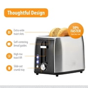 Toastmaster 2-Slice Fast Toaster - Kitchen Essential for Sandwich Bread & Breakfast Toast Maker - Wide-Slice Bread Toaster with Bagel, Frozen & Cancel Function Buttons - Includes Crumb Tray