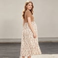 thumbnail image 5 of Edvintorg Maternity Dress Women Knit Short Sleeve Casual Pregnant Dresses Floral Printed Square Neckline Flowy Pregnancy Dress Khaki S, 5 of 8