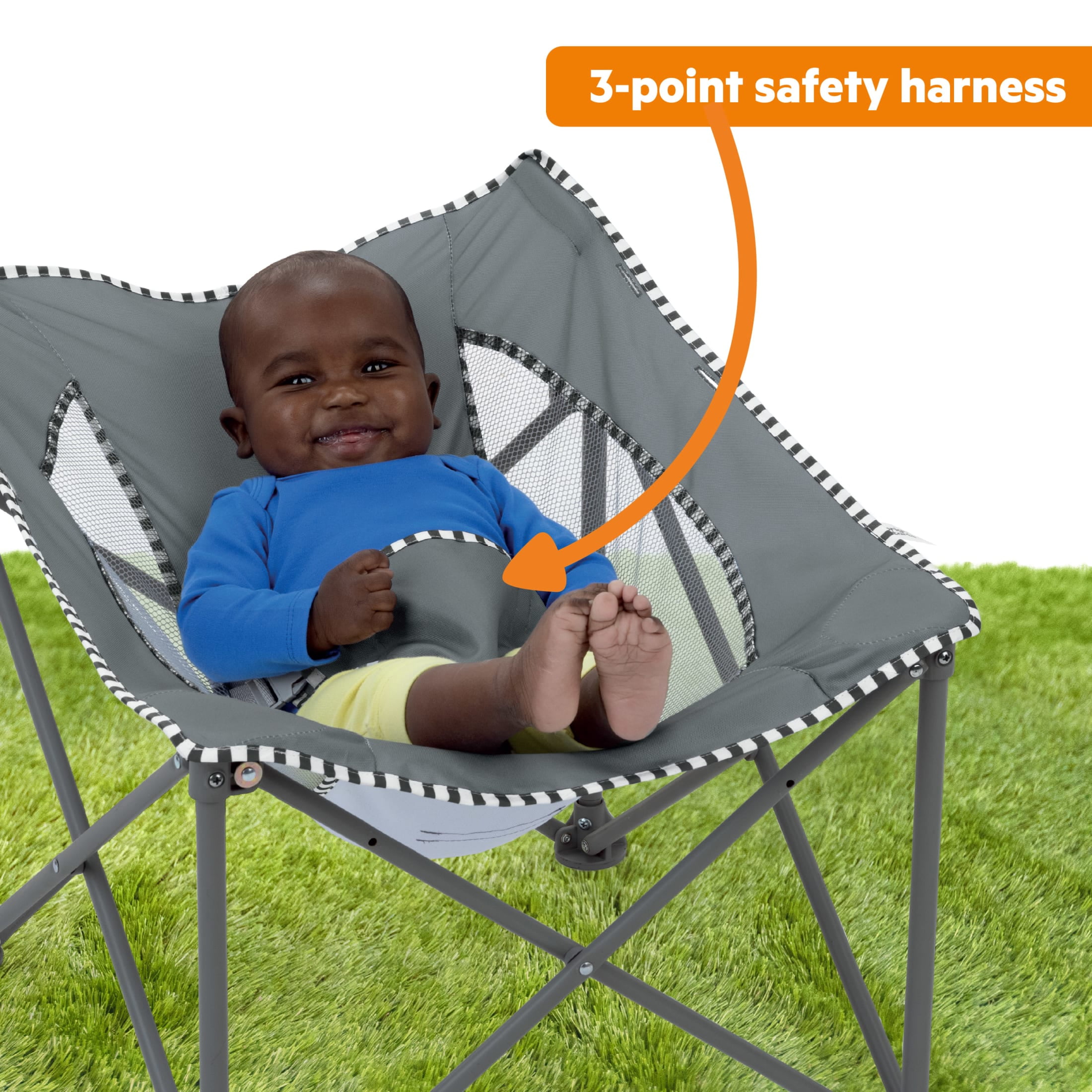 Bright Starts Pop 'N Chill Travel Seat, Grey, Newborn