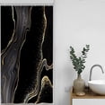 thumbnail image 3 of Small Shower Curtain, Abstract Modern Gold and Black Marble Texture Stall Shower Curtain Set for Bathroom Waterproof Polyester Narrow Bathroom Decor with Hooks, 36x72 Inch, 3 of 6