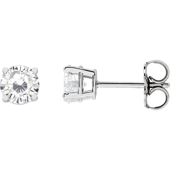 14k White Gold 5mm Round Stuller Lab Created Moissanite Copyright Earrings Stud Earring for Women
