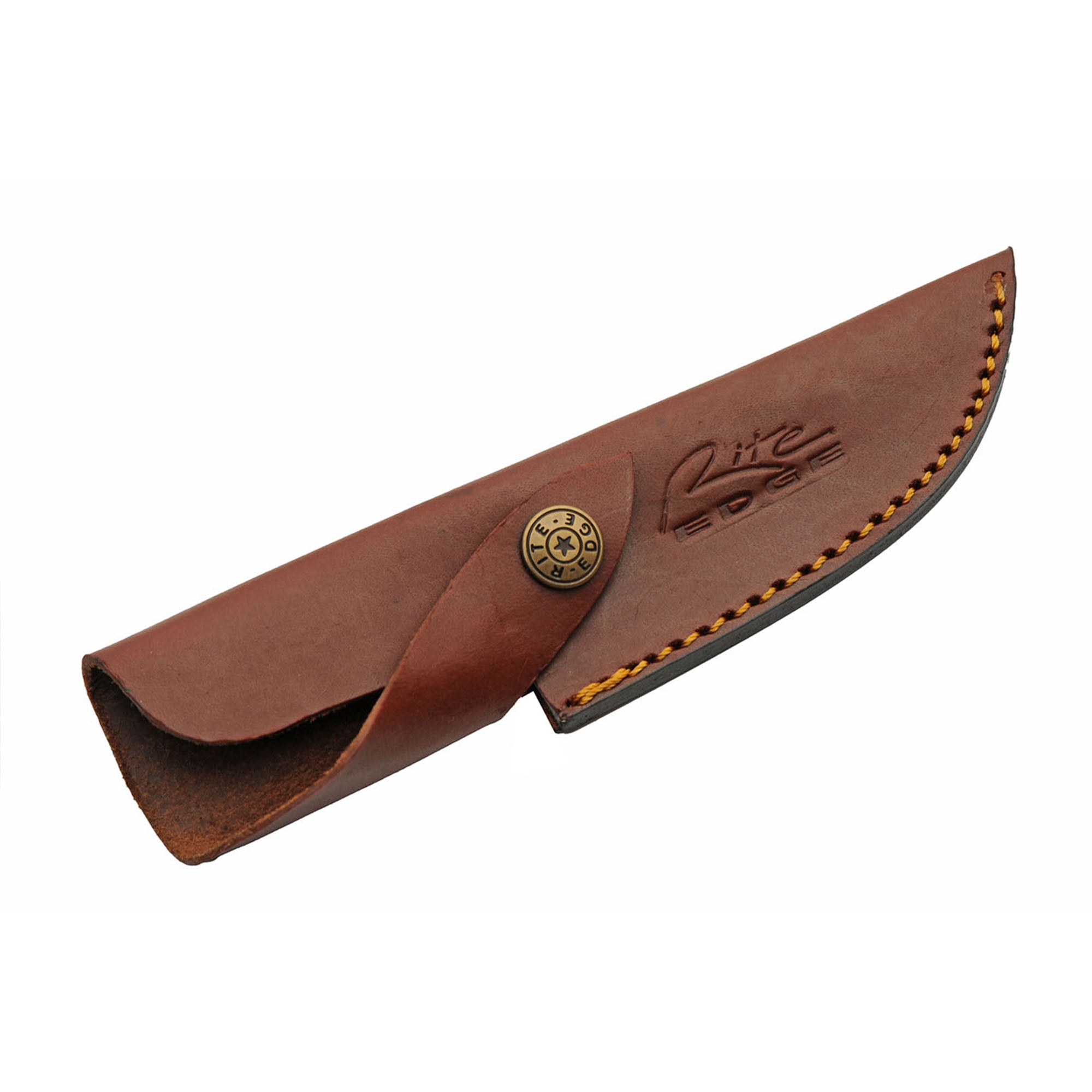 SANZ 8.25" Celtic Band Hunter Knife Damascus Steel Blade Full Tang Brass Guard Handle with Leather Sheath