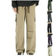 thumbnail image 4 of Lovskoo Capri Pants for Men Trendy Casual Solid Color Pockets Elastic Drawstring Casual Pants Khaki, 4 of 4