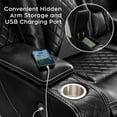 thumbnail image 4 of Power Reclining Sofa with Zero Gravity, Faux Leather 3 Seater Recliner Couch with Wireless Charging, USB Ports, LED Lights, Cup Holders, Black, 4 of 8