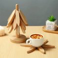 thumbnail image 3 of Tree Design Stand Wooden Trivets Decorative Anti Scald Heat Resistant Table Mat Coaster Wood Placemats Pot, 3 of 8