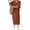 Wine#53, variant on Evdexr Women's Linen Dress Oversized Maxi Half Short Sleeve Dresses Solid Color V Neck Loose Summer Sundresses Linen Plus Size Baggy Beach Frocks Fashion Khaki#53 S