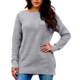 thumbnail image 2 of Women's Winter Loose Versatile One-shoulder Solid Color Mid-length Knitted Sweater for Fall and Winter, Cozy and Chic, Ideal for Seasonal Outfits,Gray,Size M, 2 of 6