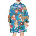 thumbnail image 2 of Basset Hound Dog and Flower-1 Wearable Oversized Blanket,Wearable Blanket Hoodie for Adults,Cozy Hooded Blankets with Super Pockets,Super Warm Fuzzy Pullover for Women & Men, 2 of 6