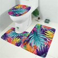 thumbnail image 2 of Colorful Tropical Leaf Pattern Bathroom Rugs Sets 3 Piece,Toilet Cover Set,Absorbent Non Slip Bathroom Mats Sets with U-Shaped Contour Rug Toilet Rug Set, 2 of 5