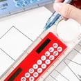 thumbnail image 4 of Dusknt Calculator Ruler 4 in 1, Transparent Math Tool with Magnifier & Protractor, Digital Measuring Device for Studants s, Sch00l Supply, Red, 4 of 5